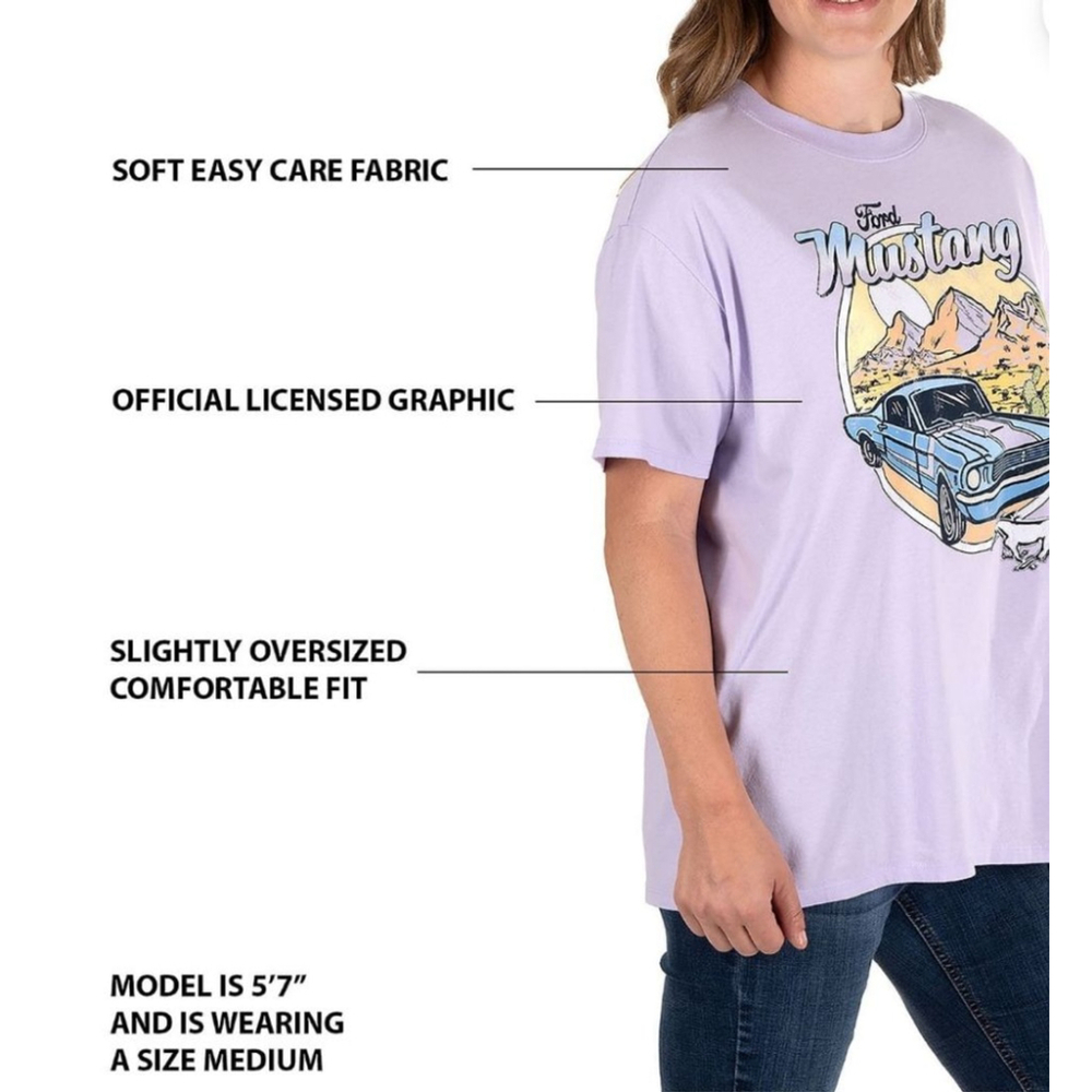 Purple Ford Mustang Graphic Short Sleeve Tee - Picture 4 of 9
